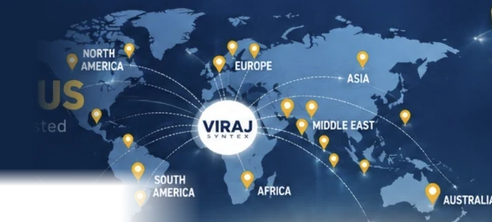 Global Viraj Syntex distribution network illustrated on a map